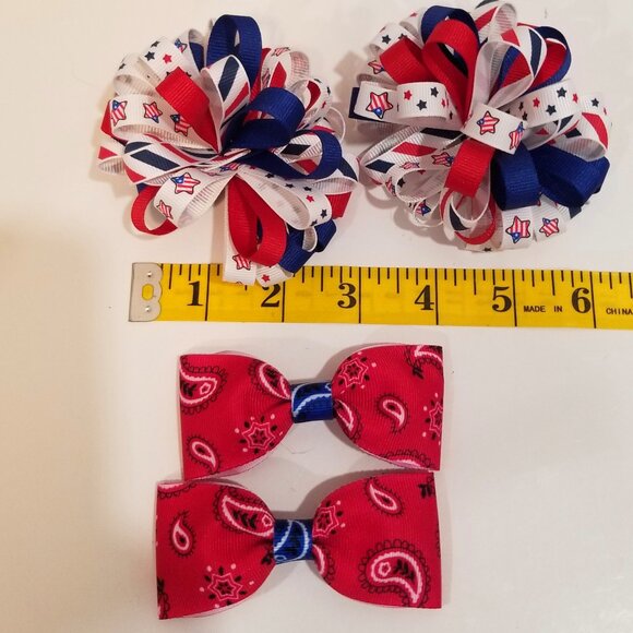 Girls' Custom Hairbows, Lot of 8, Patriotic, EUC - Picture 15 of 15